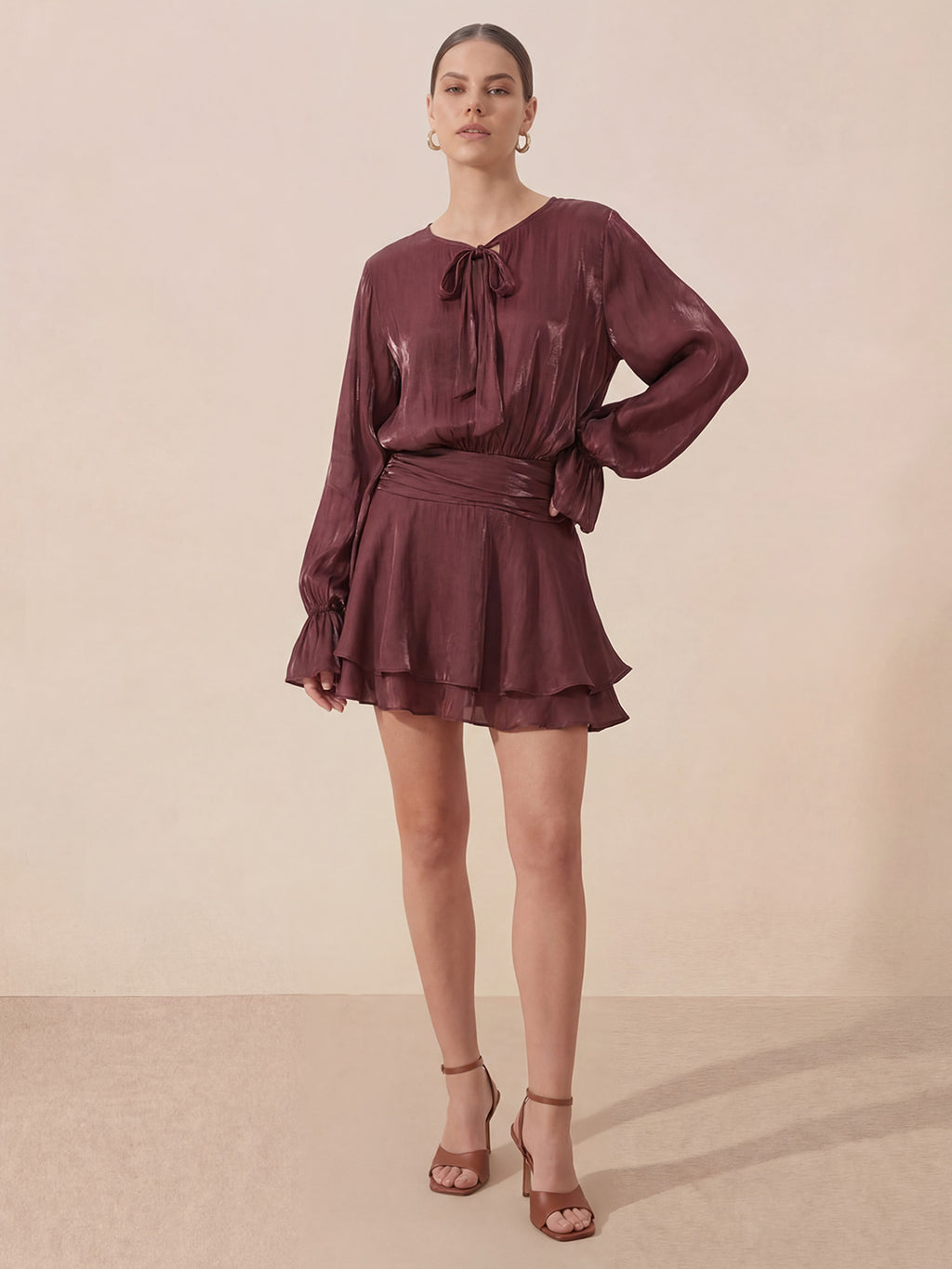Valentine's Day Exclusive -Ruched Waist Ruffle Mini Dress