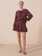 Valentine's Day Exclusive -Ruched Waist Ruffle Mini Dress