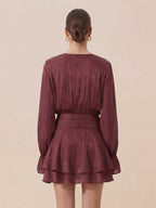 Valentine's Day Exclusive -Ruched Waist Ruffle Mini Dress