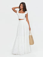 Ruffle Eyelet Cotton Maxi Skirt Set