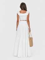 Ruffle Eyelet Cotton Maxi Skirt Set