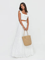 Ruffle Eyelet Cotton Maxi Skirt Set