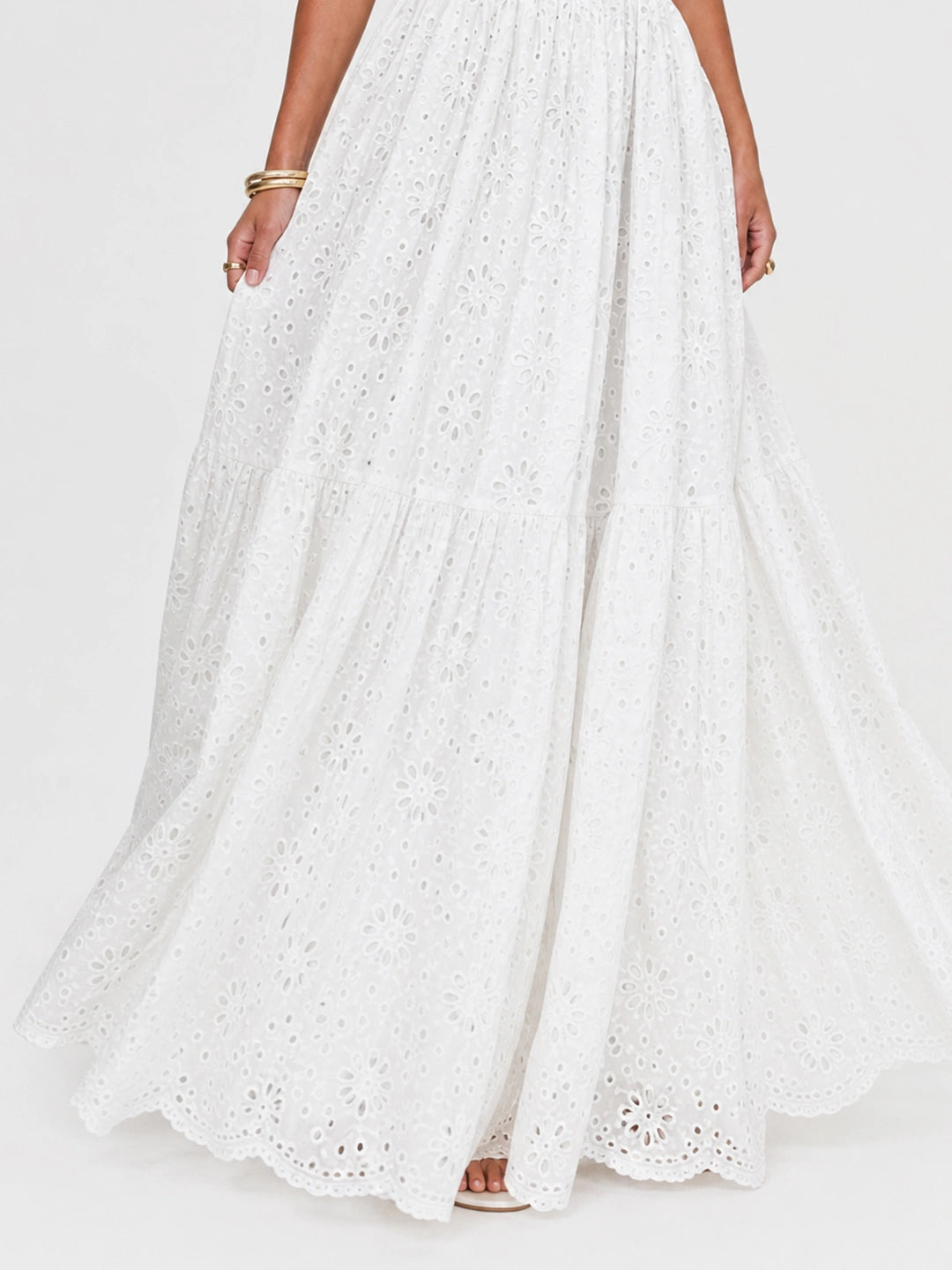 Ruffle Eyelet Cotton Maxi Skirt Set