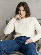 Cable knit crew neck sweater