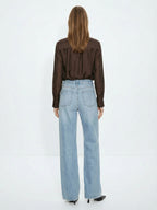 Satin shirt with rhinestones