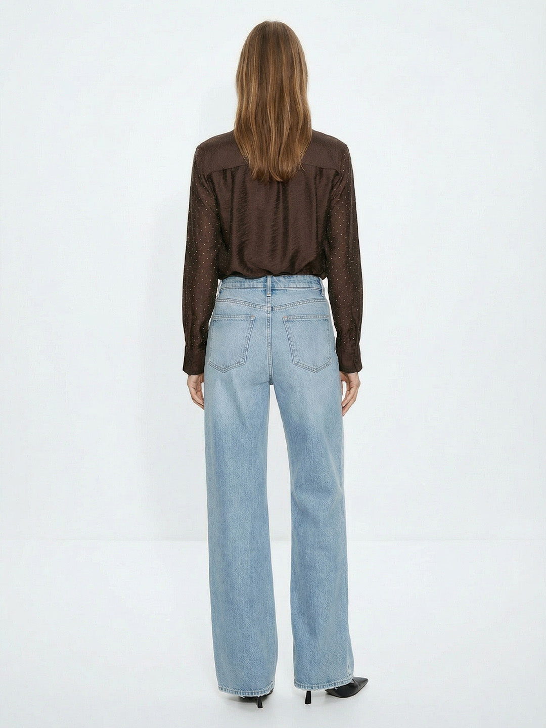 Satin shirt with rhinestones