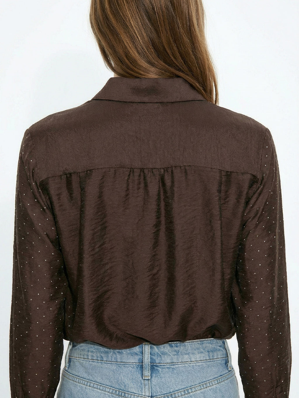 Satin shirt with rhinestones