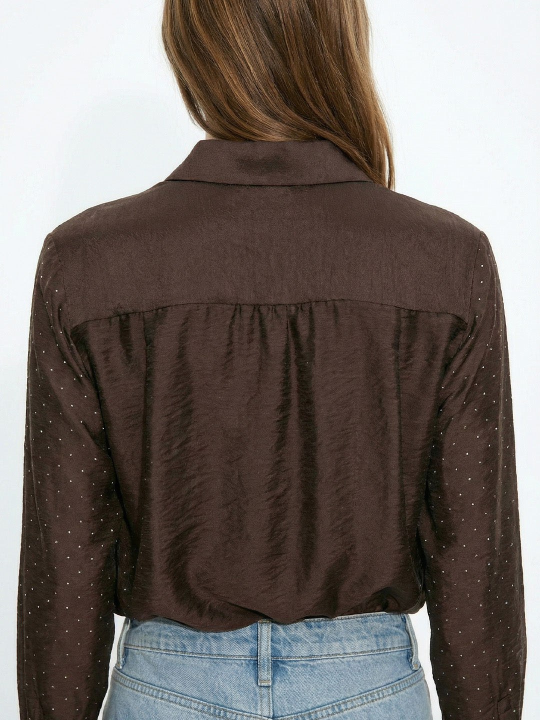 Satin shirt with rhinestones