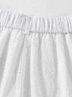 Scalloped Eyelet Cotton Wide-Leg Pants