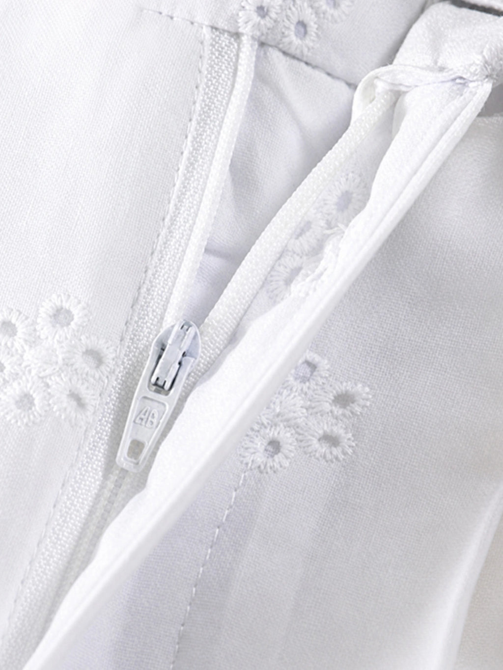 Scalloped Eyelet Cotton Wide-Leg Pants