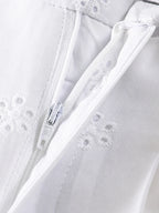 Scalloped Eyelet Cotton Wide-Leg Pants
