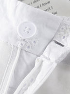 Scalloped Eyelet Cotton Wide-Leg Pants