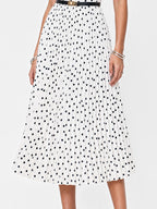 Scarf Neck Polka Dot Pleated Dress