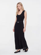 Scoop Neck Rib Knitted Maxi Dress