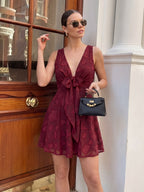 Valentine's Day Exclusive -Sense Of Charm V-Neck Frill Mini Dress