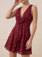 Valentine's Day Exclusive -Sense Of Charm V-Neck Frill Mini Dress