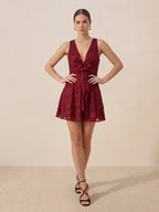 Valentine's Day Exclusive -Sense Of Charm V-Neck Frill Mini Dress