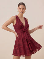 Valentine's Day Exclusive -Sense Of Charm V-Neck Frill Mini Dress