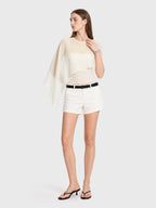 Sheer Mesh Asymmetric Cape Tank Top