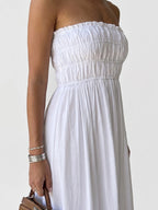 Shirred Strapless Relaxed Maxi Dress