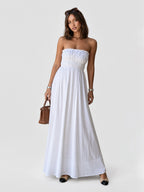 Shirred Strapless Relaxed Maxi Dress
