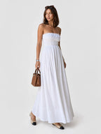 Shirred Strapless Relaxed Maxi Dress
