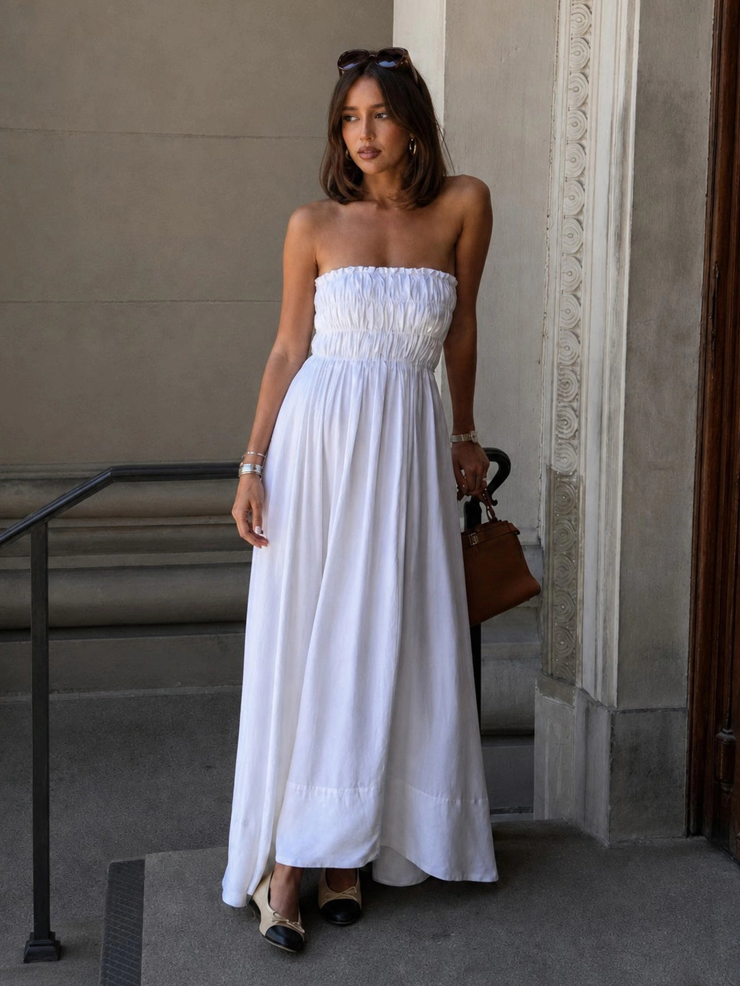 Shirred Strapless Relaxed Maxi Dress Main image