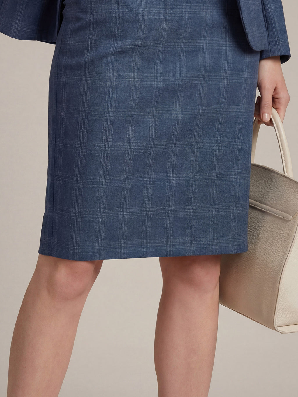 Silk blend plaid midi skirt