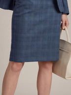 Silk blend plaid midi skirt