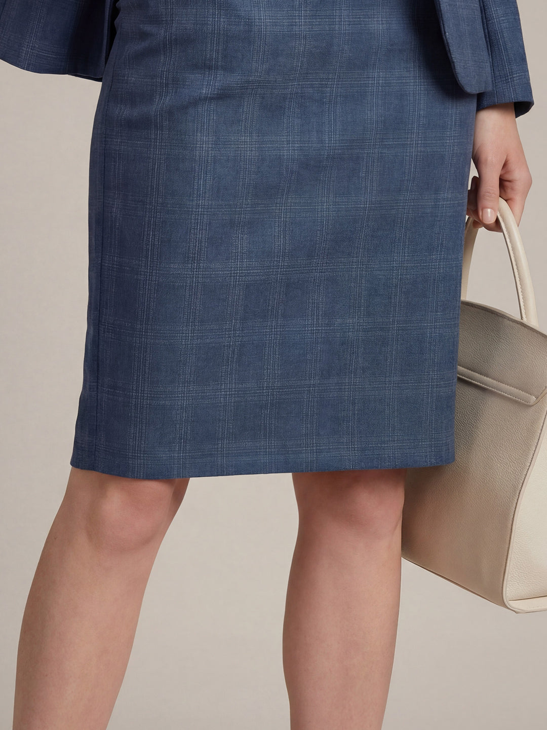 Silk blend plaid midi skirt