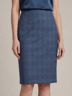 Silk blend plaid midi skirt