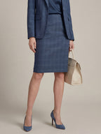 Silk blend plaid midi skirt