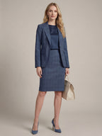 Silk blend plaid midi skirt