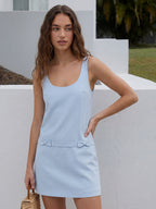 Sleeveless Bow Linen Mini Dress