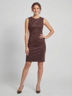 Sleeveless suede fitted dress