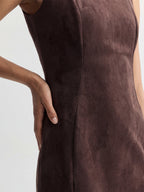Sleeveless suede fitted dress
