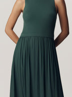 Sleeveless sweater patchwork long dress