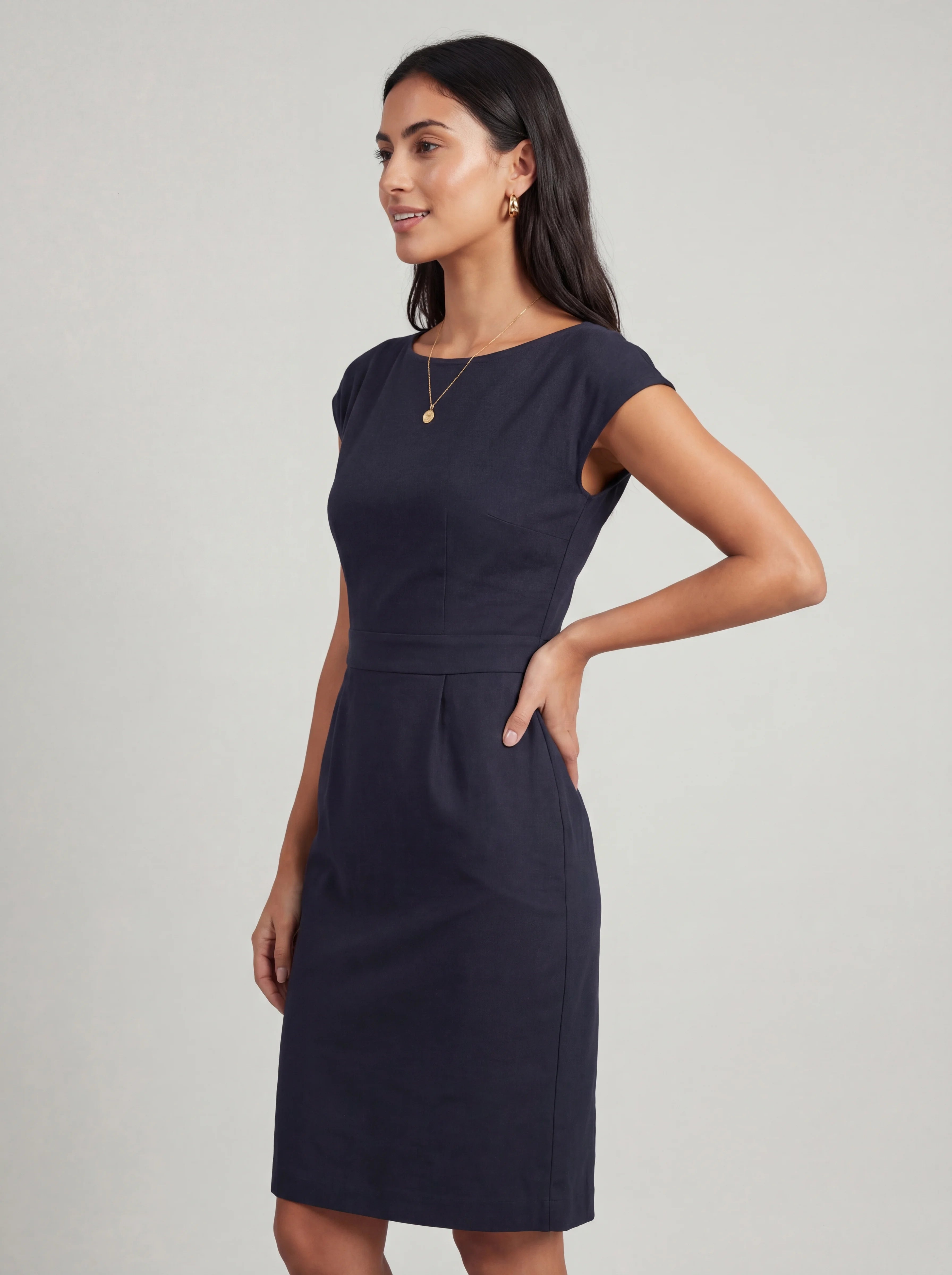 Slim Fit Round-Neck Cotton Dress