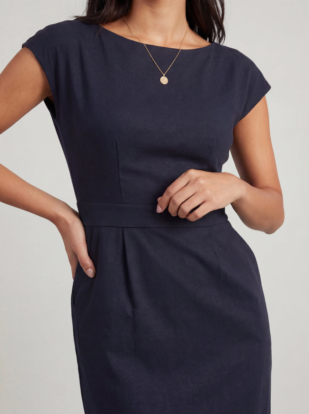 Slim Fit Round-Neck Cotton Dress