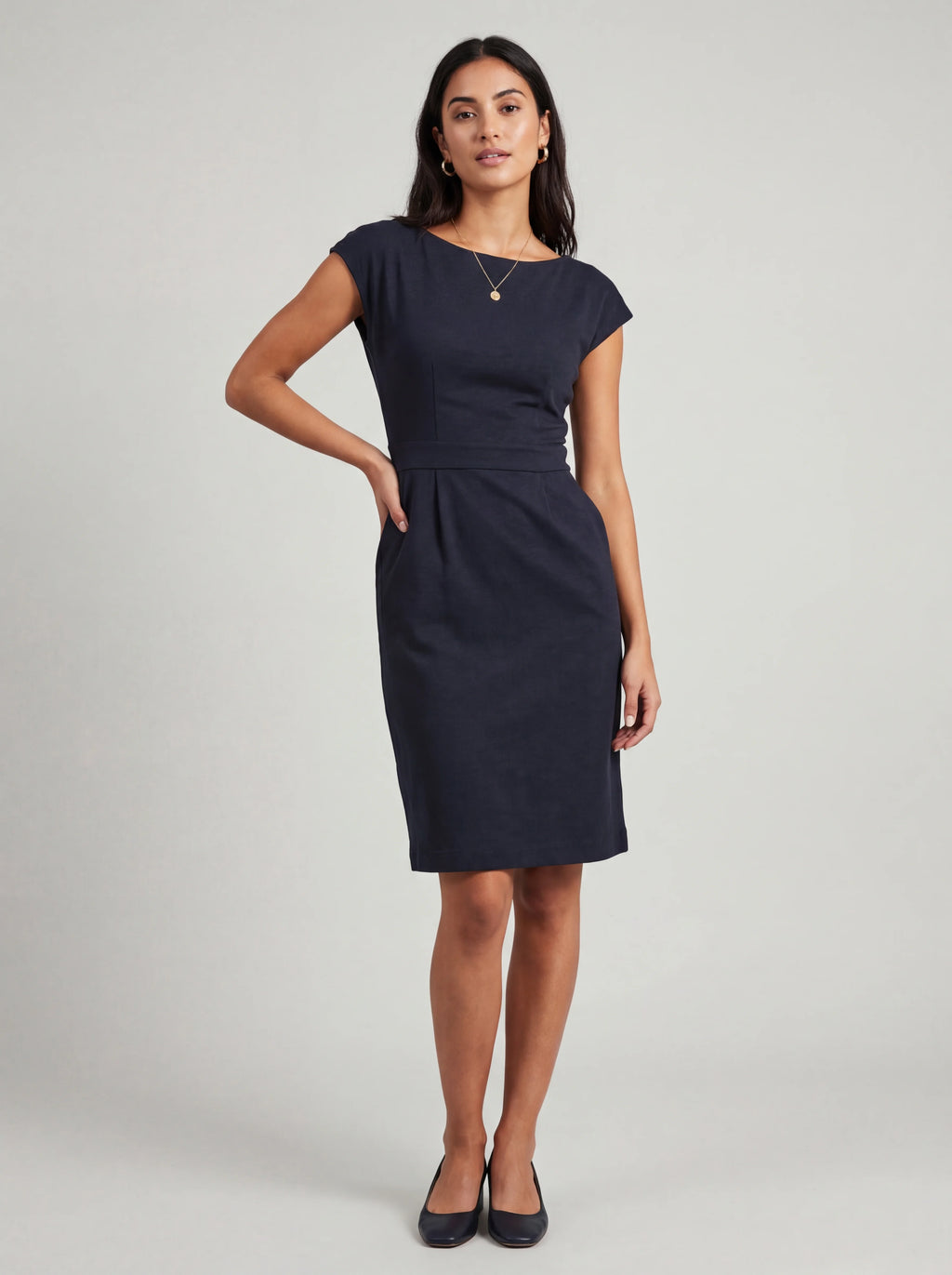 Slim Fit Round-Neck Cotton Dress