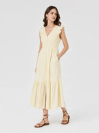 Smocked V-Neck Tiered Midi Dress