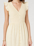 Smocked V-Neck Tiered Midi Dress