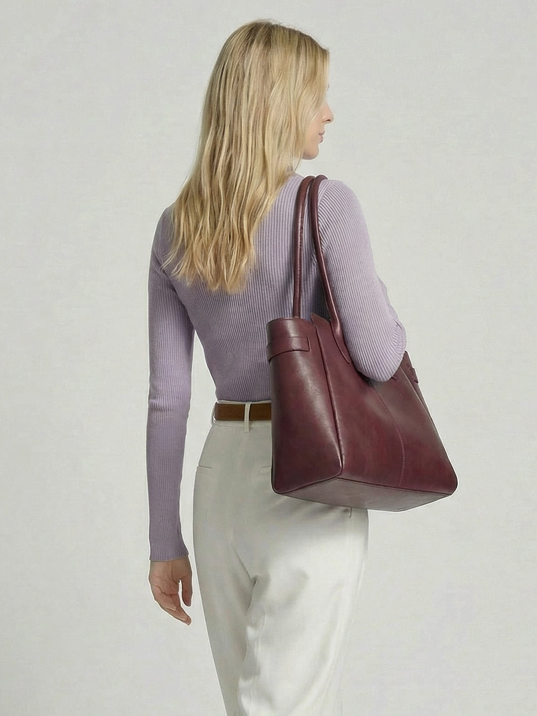 Solid Color Keyhole Collar Wool Sweater