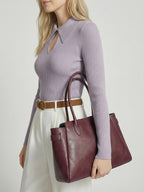 Solid Color Keyhole Collar Wool Sweater