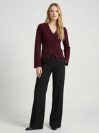 Solid color V-neck pocket cardigan