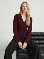 Solid color V-neck pocket cardigan