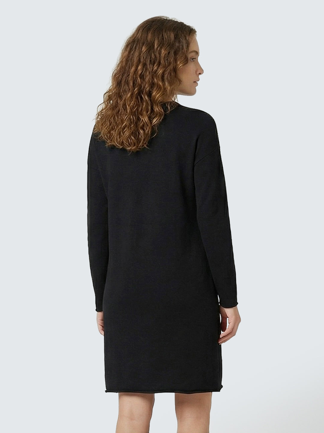 Solid color crew neck sweatshirt dress