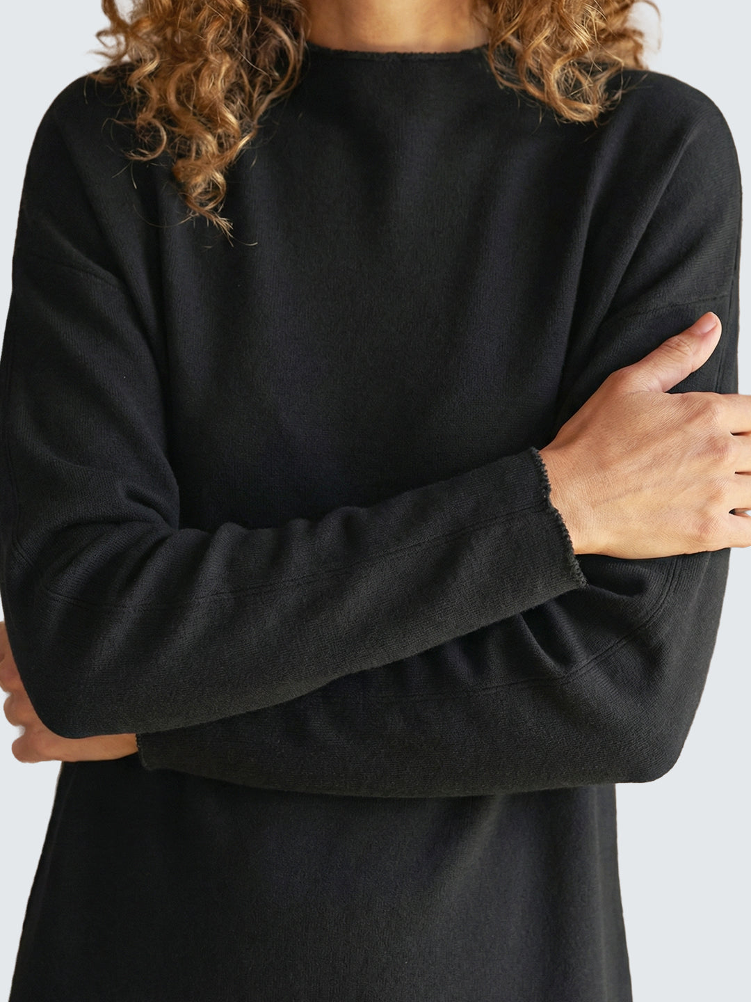 Solid color crew neck sweatshirt dress