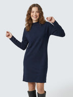 Solid color crew neck sweatshirt dress