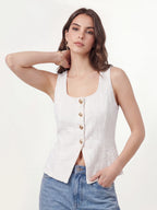 Square Neck Button Slim Vest